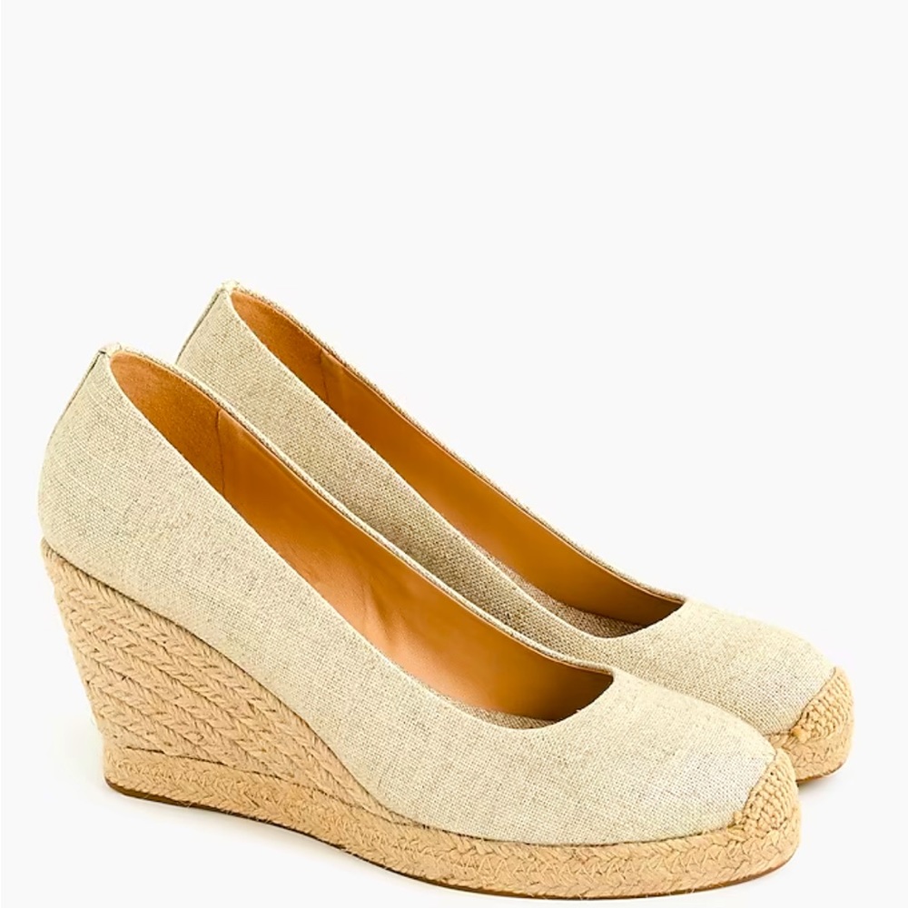 J.Crew J. Crew Seville espadrille wedges in metallic canvas, Metallic Gold, 7